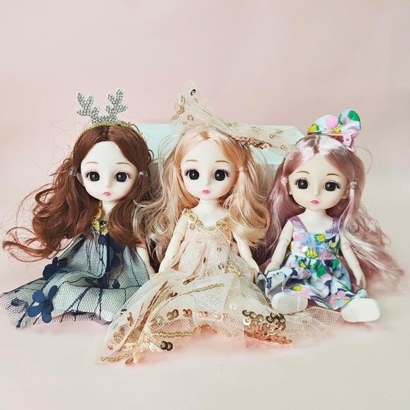 6 Pcs 6 Inch Princess Girl Mini Small Princess Little Girl Miniature Dolls - Picture 3 of 7